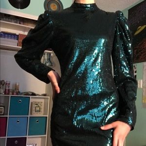 Sequenced Dark Green Dress